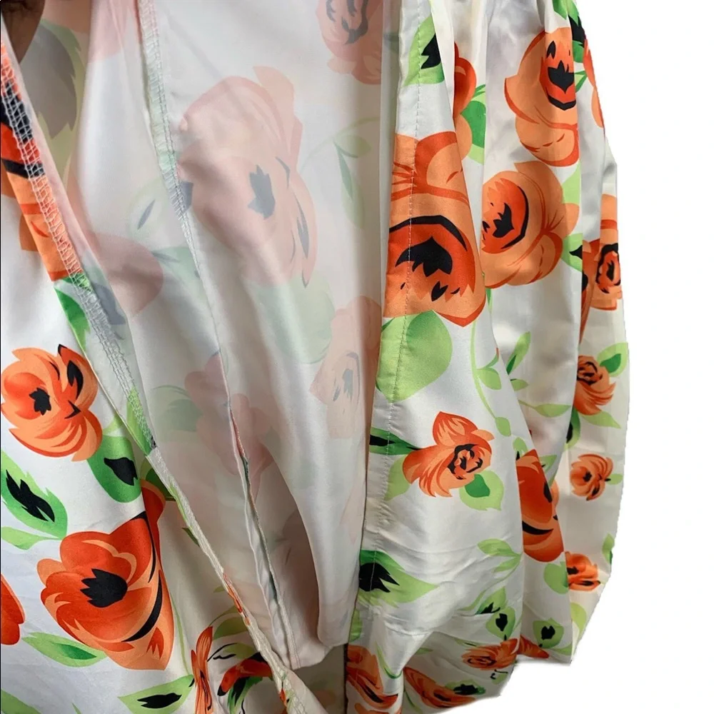 White Orange Flower African Print Floral Maxi Skirt Women's Size XL - Picture 6 of 9